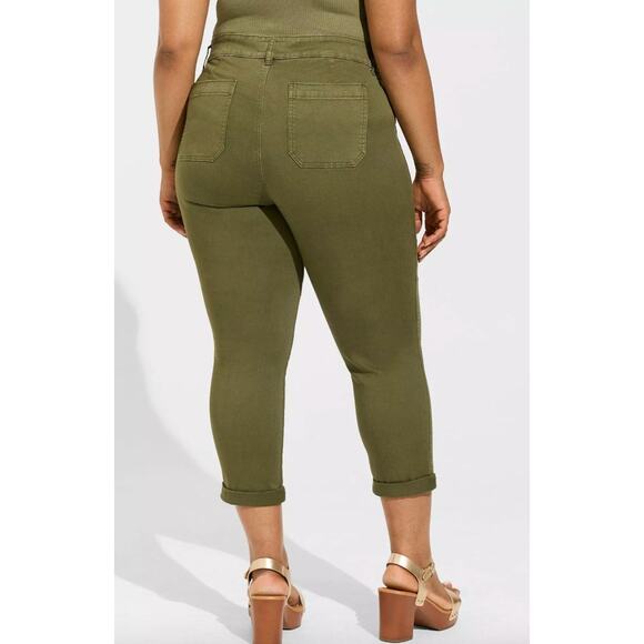 Torrid Perfect Relaxed Utility Crop Pant Deep Depths Olive Green Size 18 - Picture 6 of 9